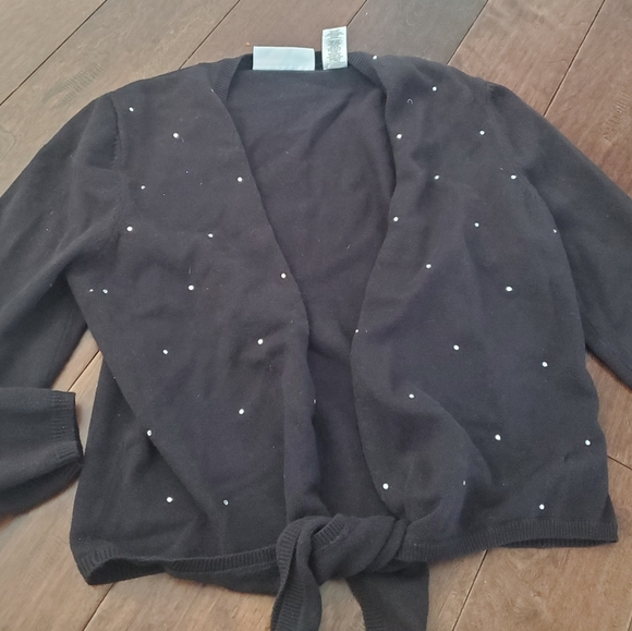 Black cardigan with rhinestones tie up  in the frontsize medium by first issue b - Picture 2 of 3